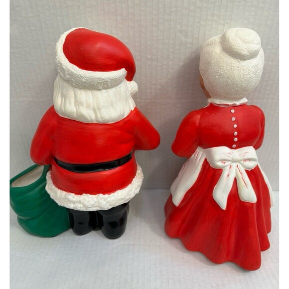 Mr and Mrs Santa Claus 1970's Ceramic Mold Figures 10” Handmade Vintage - Picture 7 of 11